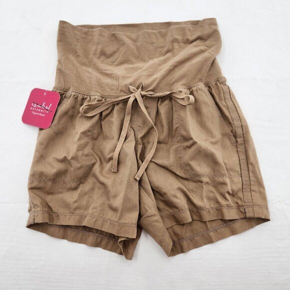 Isabel Maternity Womens Size Small Twill Pull on Khaki Shorts - Picture 1 of 5